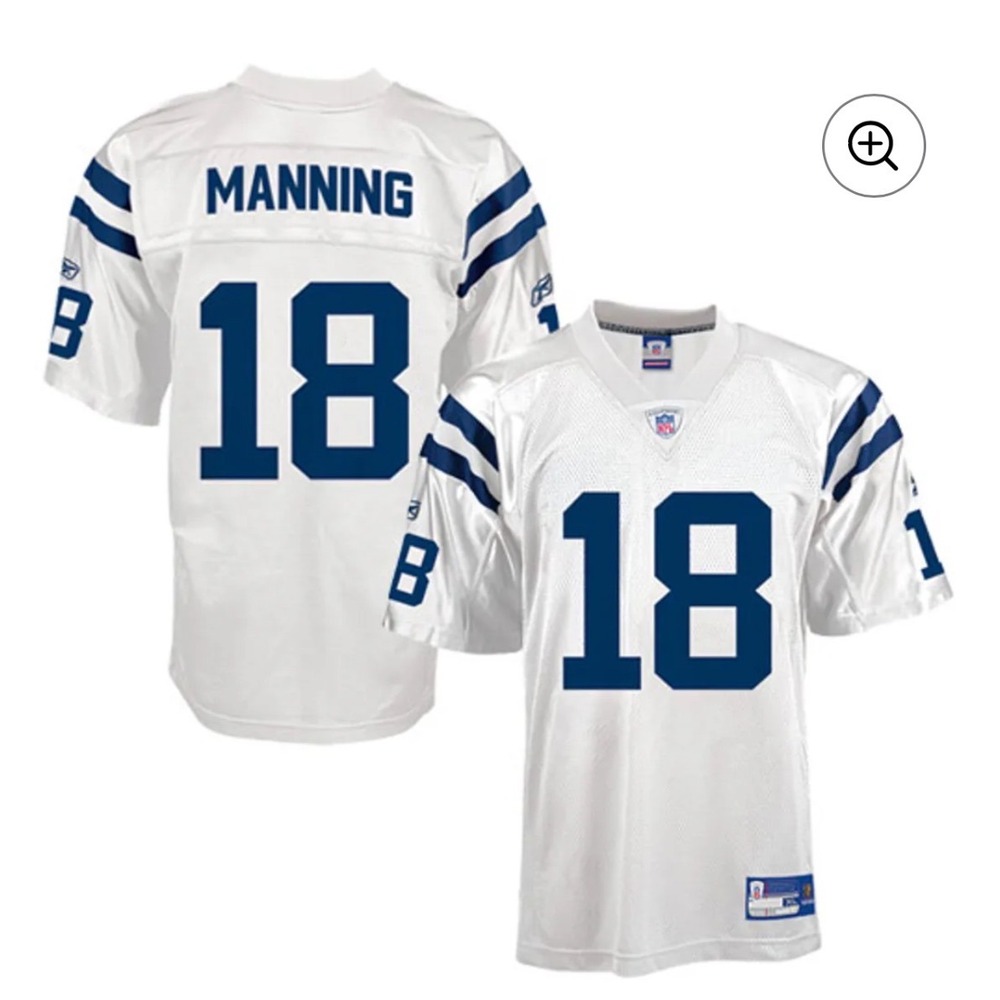 Reebok NFL Indianapolis Colts Peyton Manning 18 Jersey White Mens Medium
